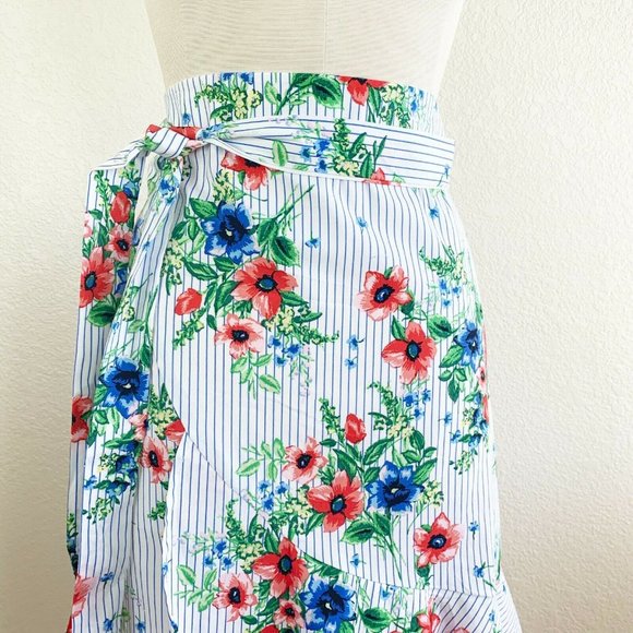 Meg & Margot NWT L Floral & Stripe Ruffle Skirt - Picture 2 of 5